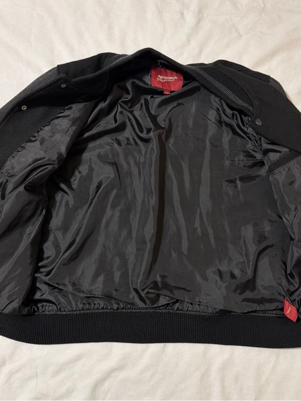 Arizona Jean Company Black and Charcoal Varsity Bomber Jacket - Picture 2 of 4